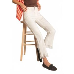 NEW BEFORE YOU COLLECTION fringed bottom denim pants in white